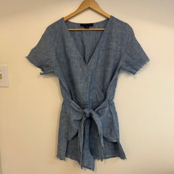 Anthropologie Sanctuary X Montana Front Tie Chambray Romper- Size Medium - Picture 3 of 9